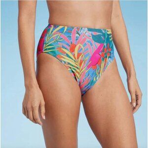 KONA SOL BIKINI BOTTOM TROPICAL PRINT COLORFUL HIGH WAIST HIGH COVERAGE NWT